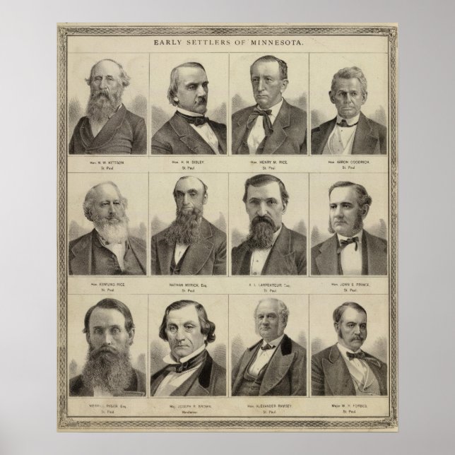 Póster Retratos de primeros colonos de Minnesota (Frente)