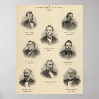Póster Retratos Gobernadores de Wisconsin Louis P Harvey