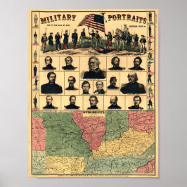 Póster Retratos militares en la frontera de la guerra civ