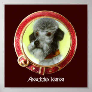 Póster RETRATOS MINIATURA DE PERROS VICTORIANOS Airedale 