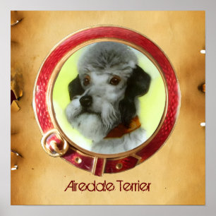 Póster RETRATOS MINIATURA DE PERROS VICTORIANOS Airedale