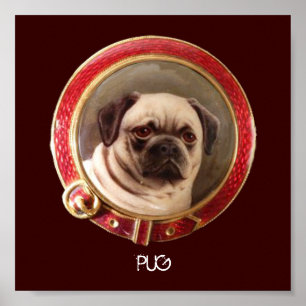 Póster RETRATOS MINIATURA DE PERROS VICTORIANOS Pug