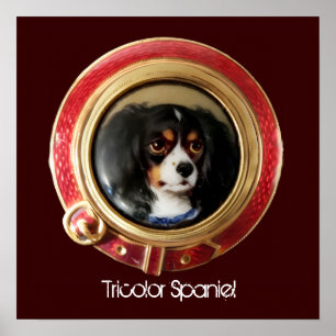 Póster RETRATOS MINIATURA DE PERROS VICTORIANOS Spaniel T