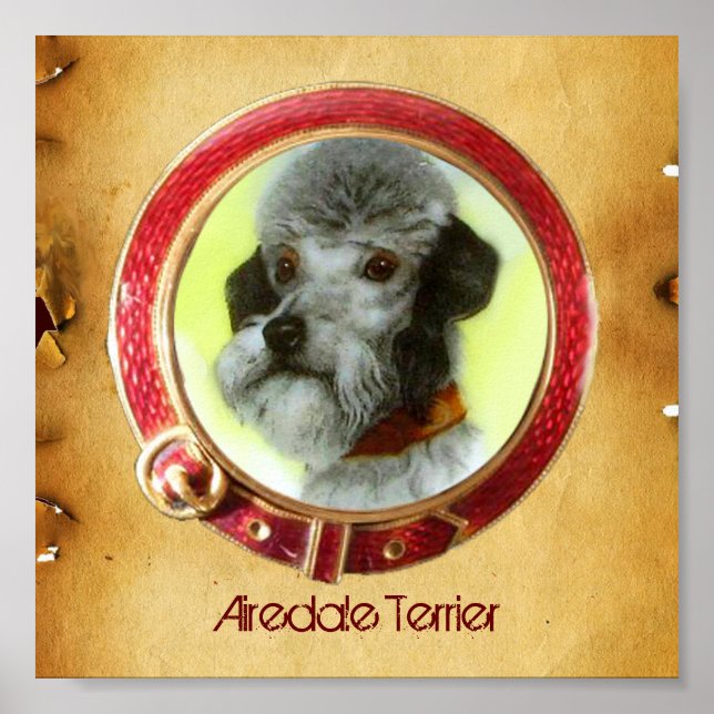 Póster RETRATOS MINIATURA VICTORIANOS DE PERROS Airedale  (Frente)