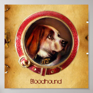 Póster RETRATOS MINIATURA VICTORIANOS DE PERROS Bloodhoun