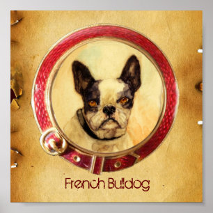 Póster RETRATOS MINIATURA VICTORIANOS DE PERROS Bulldog F