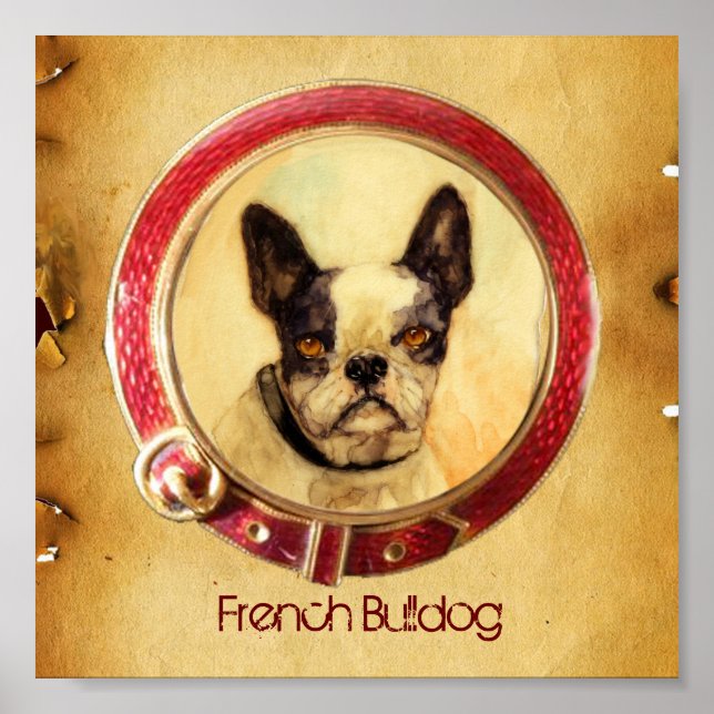 Póster RETRATOS MINIATURA VICTORIANOS DE PERROS Bulldog F (Frente)