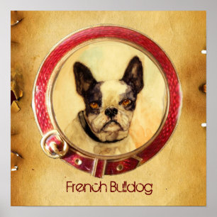 Póster RETRATOS MINIATURA VICTORIANOS DE PERROS Bulldog F