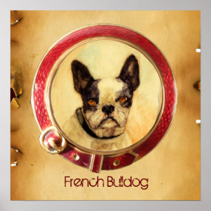 Póster RETRATOS MINIATURA VICTORIANOS DE PERROS Bulldog F
