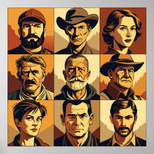Póster Retratos rurales con Tono de Sepia