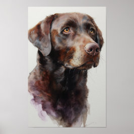 Póster retriever labrador chocolate acuarela