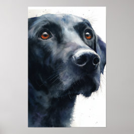 Póster retriever labrador negro acuarela