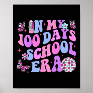 Póster Retro 100º Día Del Maestro Escolar Niño 100 Días D