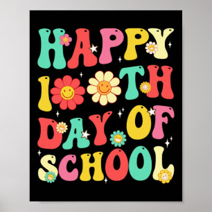 Póster Retro 100 Días De Maestros Escolares Estudiantes 1