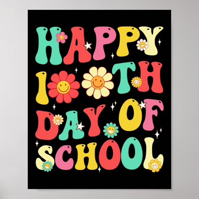 Póster Retro 100 Días De Maestros Escolares Estudiantes 1 (Frente)