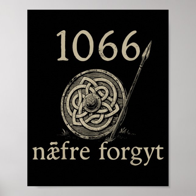 Póster Retro 1066 Naefre Forgyt Never Forget Viking Engla (Frente)