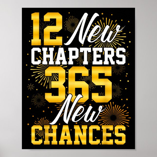 Póster Retro 12 New Chapters 365 New Chances Happy New Ye (Frente)