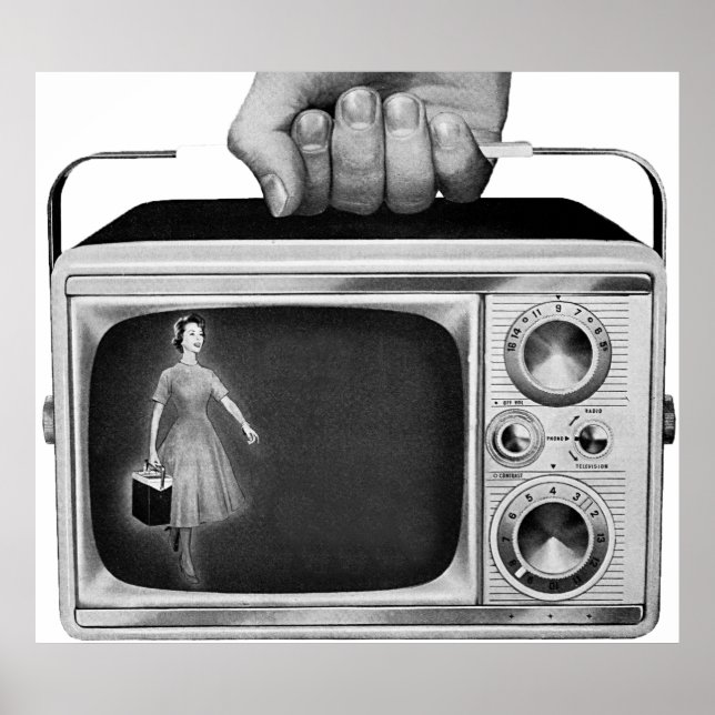 Póster Retro 1950s Portable TV Mid-Century (Frente)