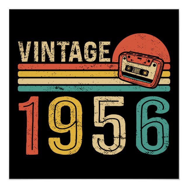 Póster Retro 1956 Birthday Idea Music Cassette Tape Bday (Anverso)
