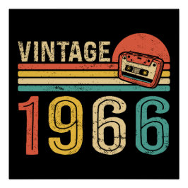 Póster Retro 1966 Birthday Music Cassette Tape 60th Bday