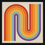 Póster Retro 1970s Style Arched Stripes Geometric Pattern<br><div class="desc">This artwork channels a retro graphic spirit, forming the letter‑like curve with parallel bands of red, orange, yellow, light blue, teal, and purple. The layered arcs flow in harmony, evoking the bold optimism of 1970s design. Set against a soft beige background, the vibrant rainbow palette stands out with clarity and...</div>