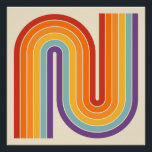 Póster Retro 1970s Style Arched Stripes Geometric Pattern<br><div class="desc">This artwork channels a retro graphic spirit, forming the letter‑like curve with parallel bands of red, orange, yellow, light blue, teal, and purple. The layered arcs flow in harmony, evoking the bold optimism of 1970s design. Set against a soft beige background, the vibrant rainbow palette stands out with clarity and...</div>