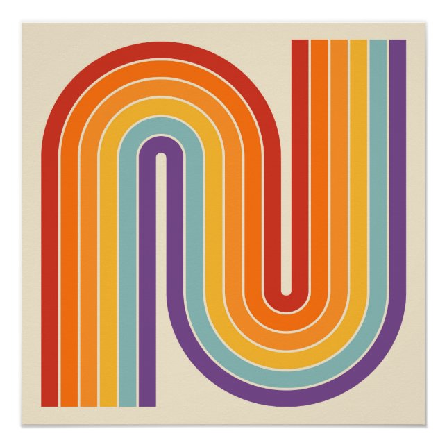 Póster Retro 1970s Style Arched Stripes Geometric Pattern (Anverso)