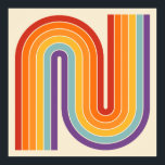 Póster Retro 1970s Style Arched Stripes Geometric Pattern<br><div class="desc">This artwork channels a retro graphic spirit, forming the letter‑like curve with parallel bands of red, orange, yellow, light blue, teal, and purple. The layered arcs flow in harmony, evoking the bold optimism of 1970s design. Set against a soft beige background, the vibrant rainbow palette stands out with clarity and...</div>