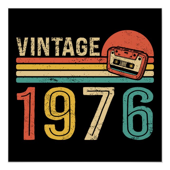 Póster Retro 1976 Birthday Music Cassette Tape 50th Bday (Anverso)