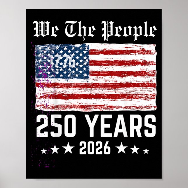 Póster Retro 250 Años 1776-2026 Cumpleaños 250 4º de (Frente)