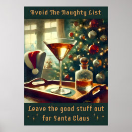 Póster Retro 50s Avoid The Naughty List Christmas Martini