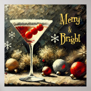 Póster Retro 50s Martini de Navidad de Triple Arándano
