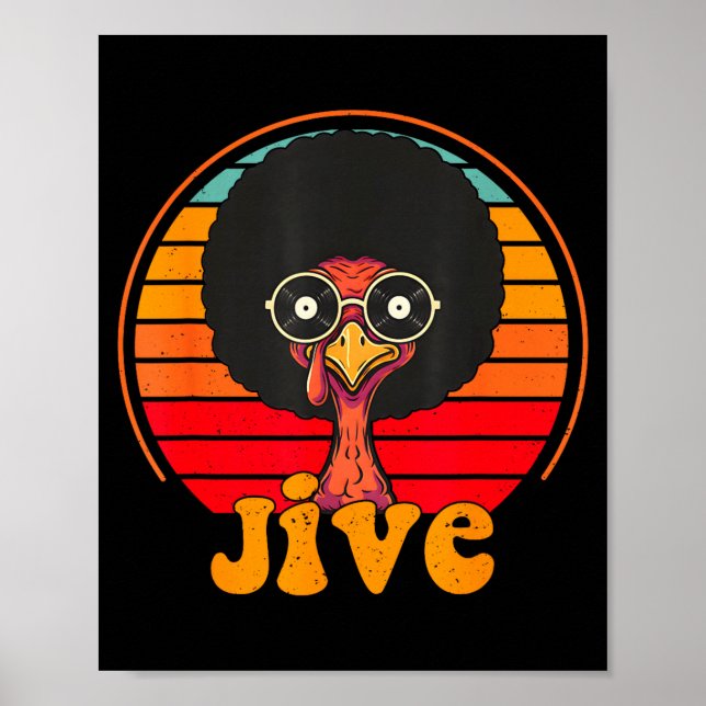 Póster Retro 70s Turkey Jive Afro Thanksgiving Family Men (Frente)