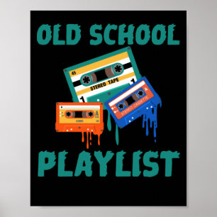 Póster Retro 80 Vieja Escuela de reproducción música en c