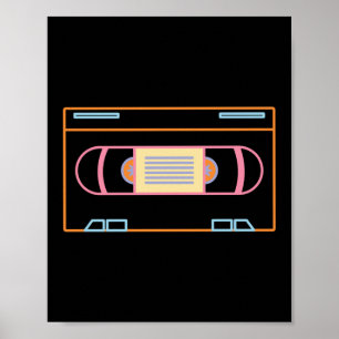 Póster Retro 80s 90s Neon Video Tape Vhs
