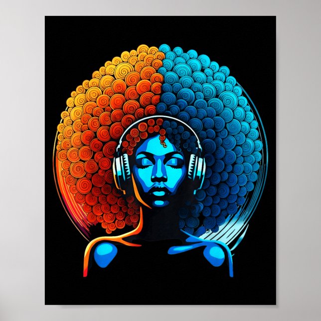 Póster Retro 80s Funk Afro Girl Disco Soul African Americ (Frente)