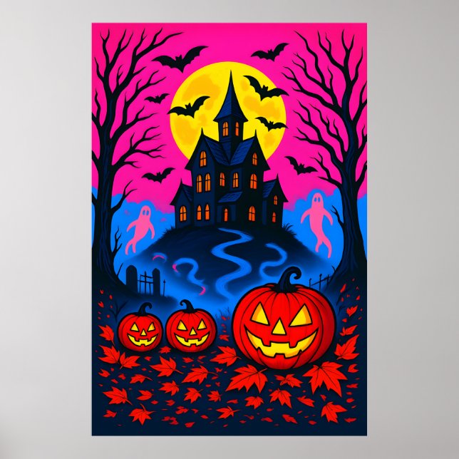 Póster Retro 80s Style Halloween Pop Art (Frente)