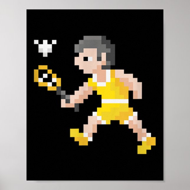 Póster Retro 80s Video Game Pixel Art Badminton Player  (Frente)