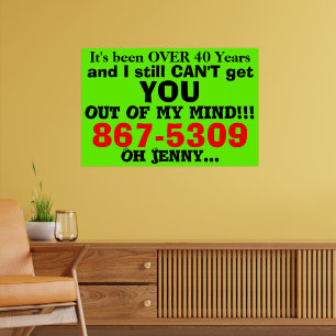 Póster Retro 867 5309 Genérico Jenny Number 80's Green Re