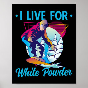 Póster Retro 90s Snowboard de los 80s Vivo para White Pow