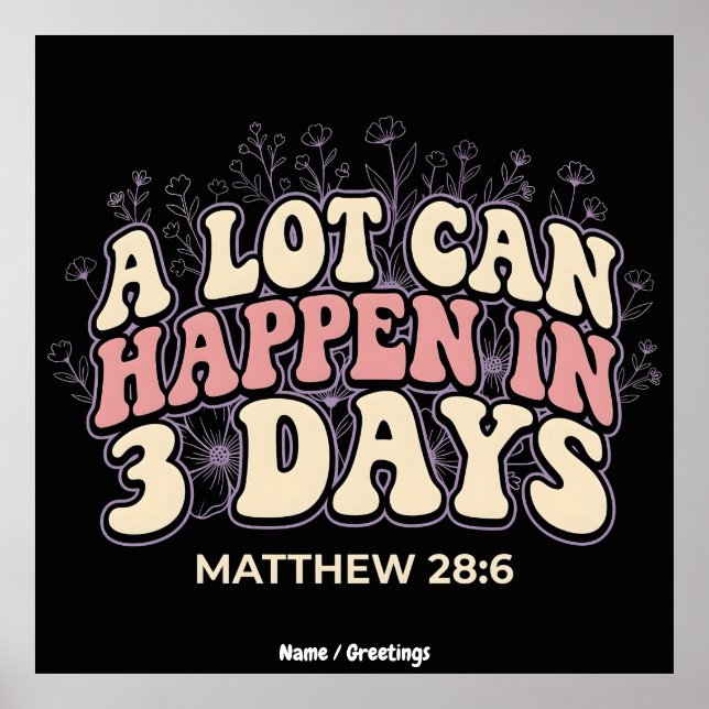 Póster Retro A Lot Can Happen In 3 Days Christian Easter  (Frente)