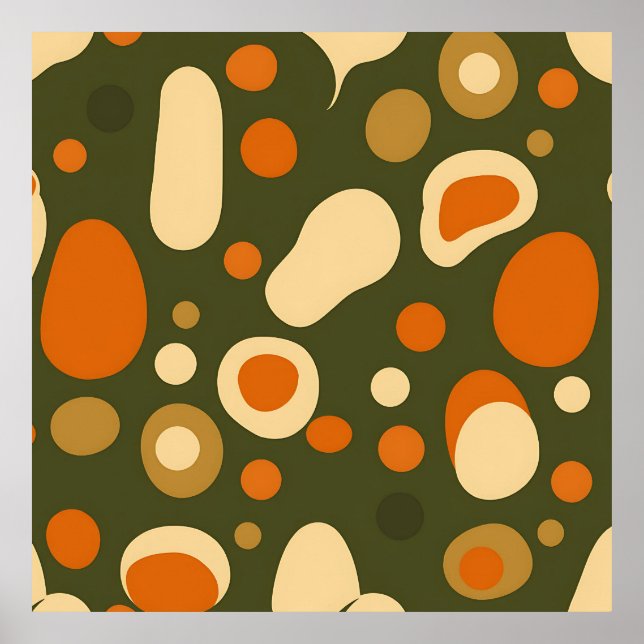 Póster Retro Abstract Organic Shapes Pattern (Frente)