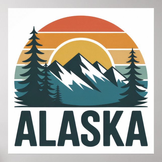 Póster Retro Alaska Sunset Adventure  (Frente)