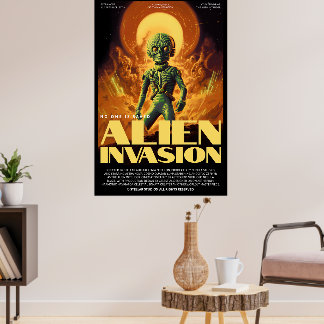 Póster Retro Alien Sci-Fi Movie Inspired Wall Poster
