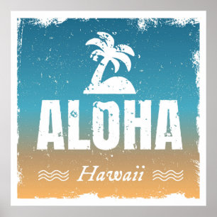 Póster Retro Aloha Hawaii