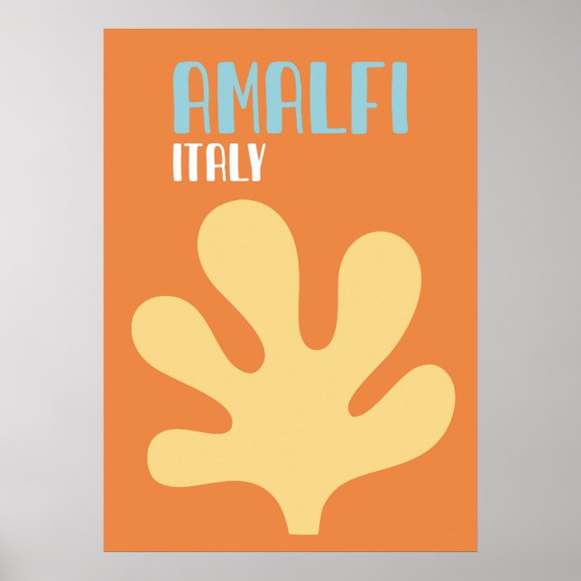 Póster Retro Amalfi Coast Travel Poster – Vibrant Orange  (Frente)