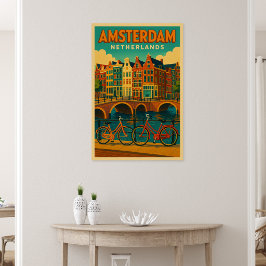 Póster Retro Ámsterdam Países Bajos
