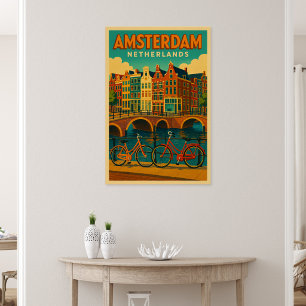Póster Retro Ámsterdam Países Bajos