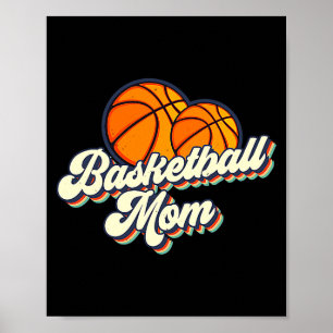 Póster Retro años 70 mamá de baloncesto lindo jugador mam