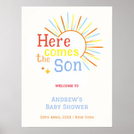 Póster Retro Aquí Viene El Hijo Bienvenida a la Fiesta de